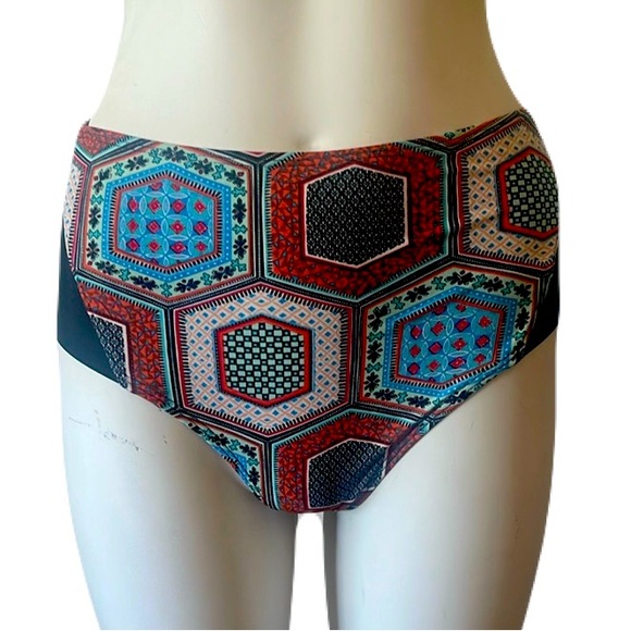 Vintage Athleta Geometric High-Waisted Bikini Bottom Size XS - Picture 1 of 6